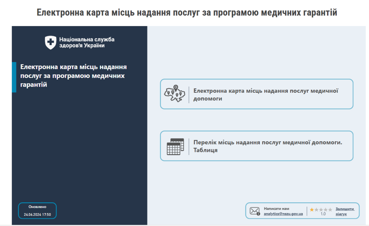 Електронна карта місць надання послуг Електронна карта місць надання послуг